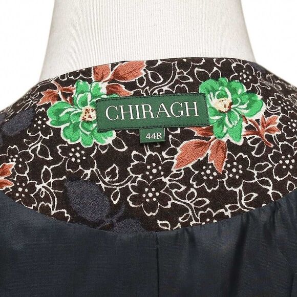 Mens Vest 44R Floral Brown Green Wool Lapel Waistcoat Formal Wedding Groom Party - Picture 3 of 9